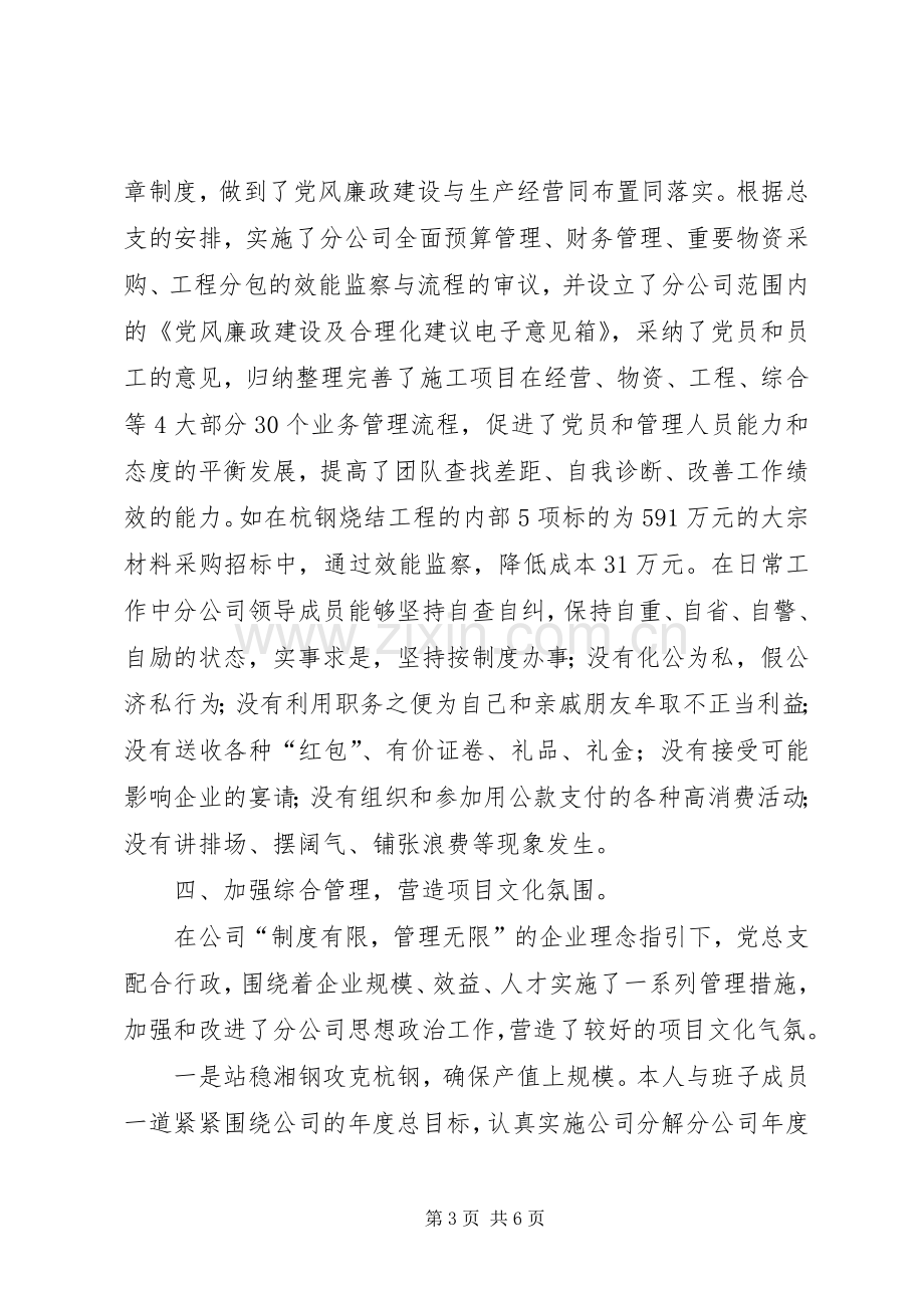 公司党支副书记述职述廉报告.docx_第3页