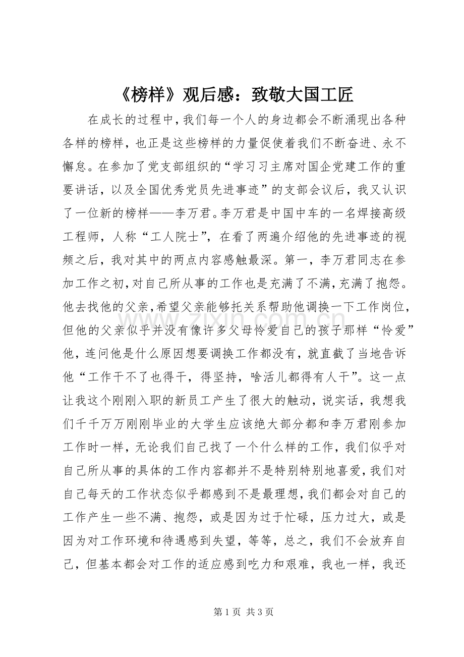 《榜样》观后感：致敬大国工匠.docx_第1页