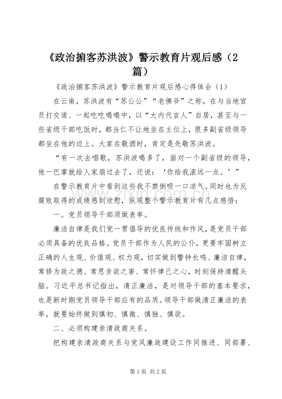 《政治掮客苏洪波》警示教育片观后感（2篇）.docx_第1页