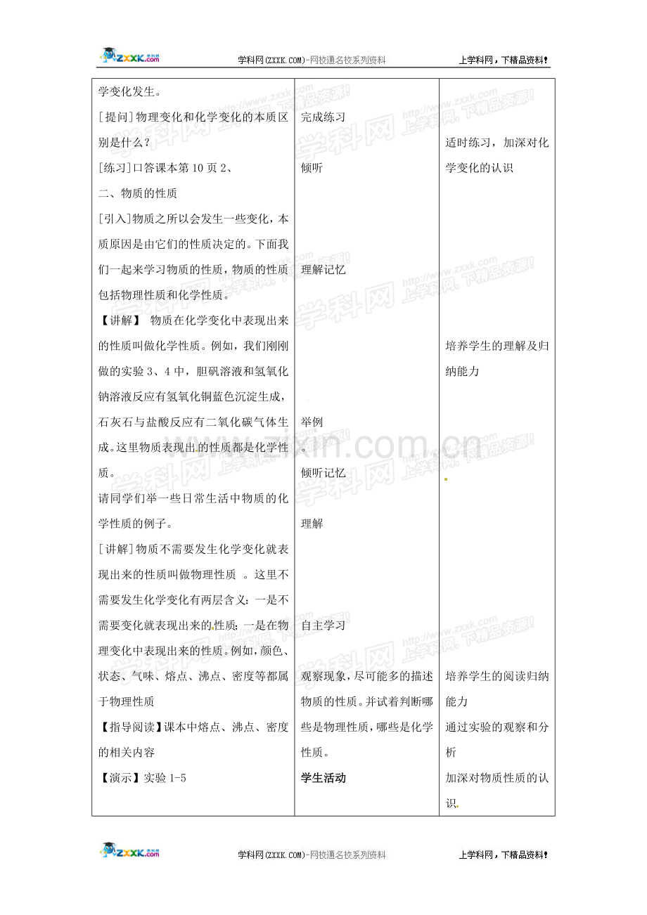 化学：1.1物质的变化和性质教案(人教新课标版九年级上).doc_第3页