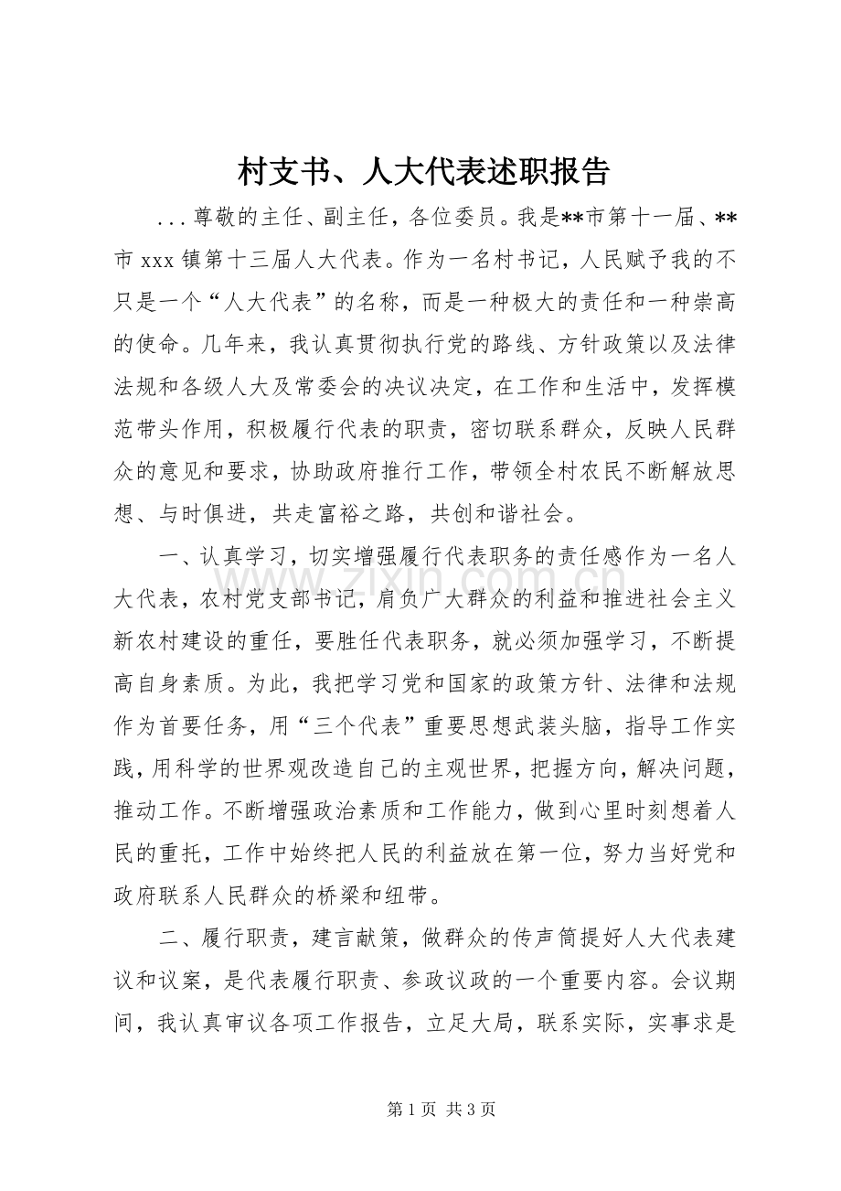 村支书、人大代表述职报告.docx_第1页