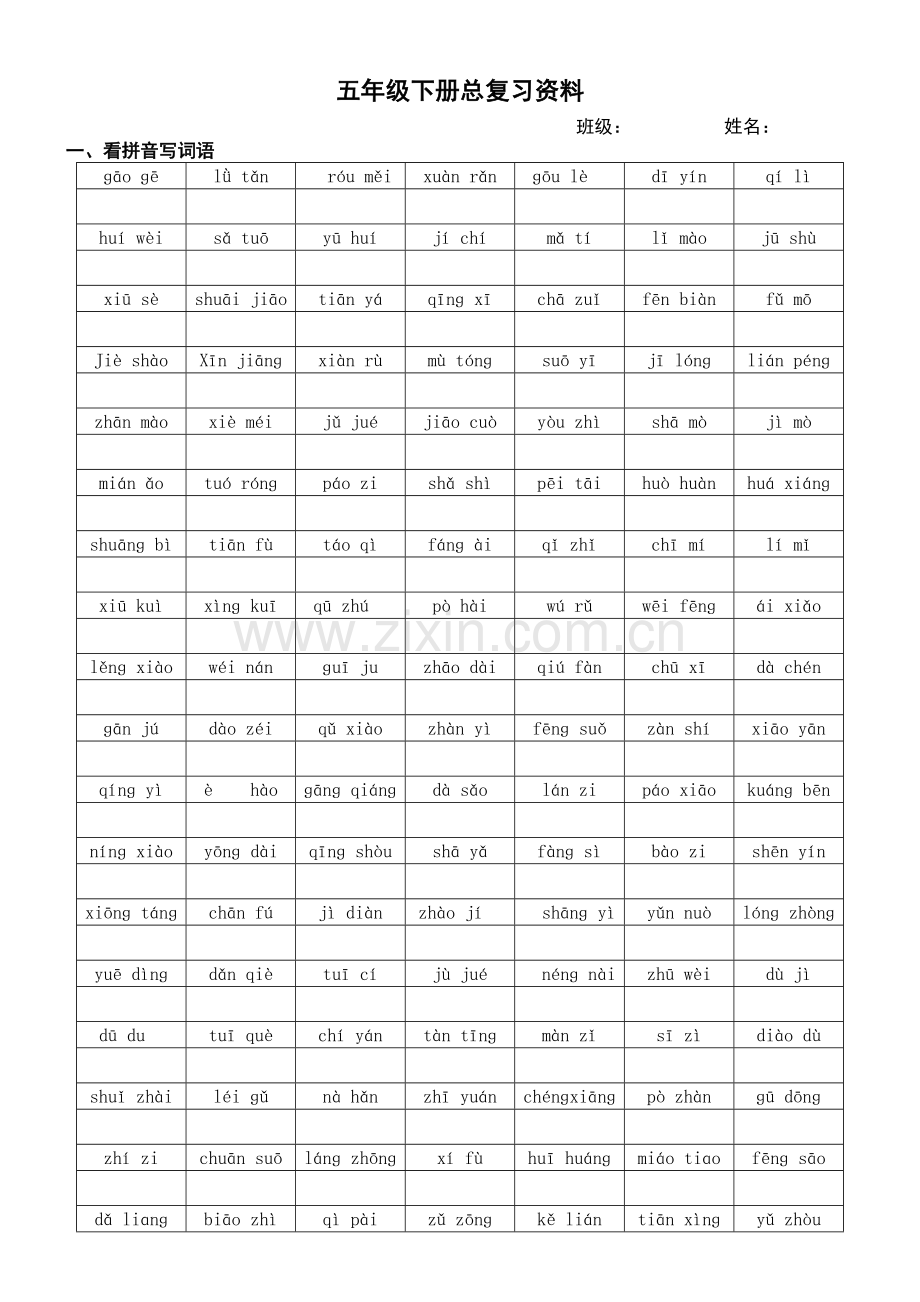 五年级语文下册总复习资料.doc_第1页