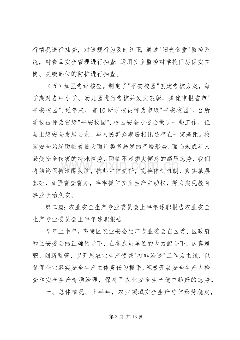 校园安全生产专业委员会上半年述职报告[小编整理].docx_第3页