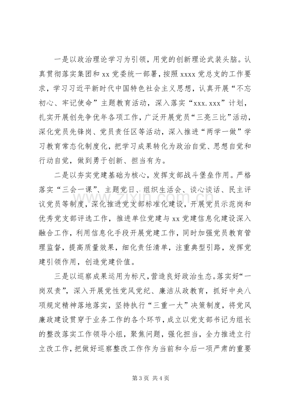 XX年度抓党建述职报告（公司党支部书记）.docx_第3页