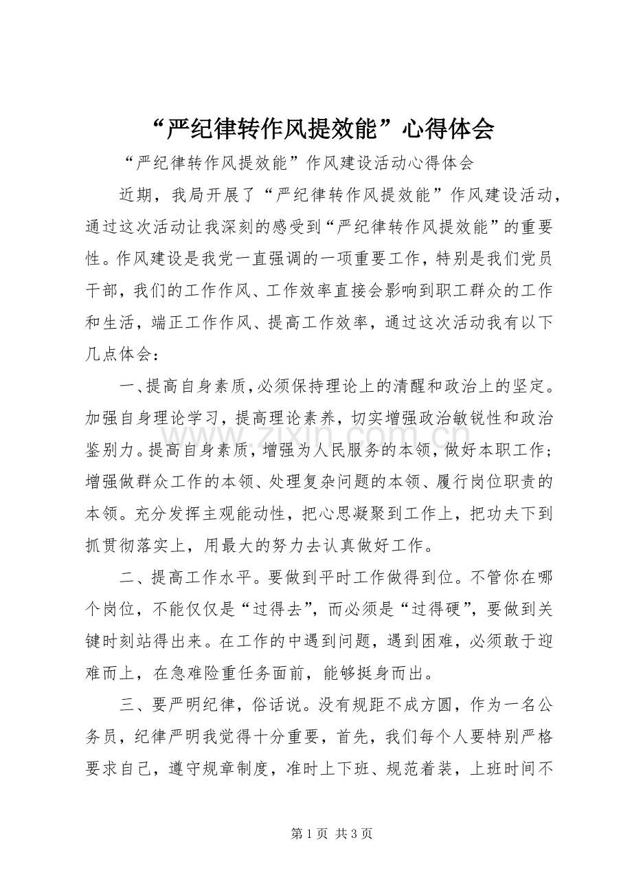 “严纪律转作风提效能”心得体会.docx_第1页