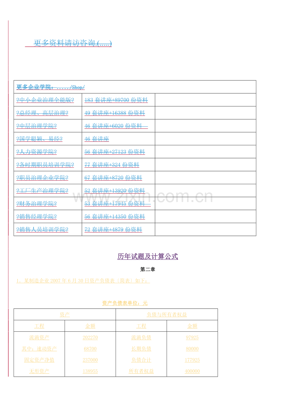 财务报表分析历年试题及计算公式.docx_第1页