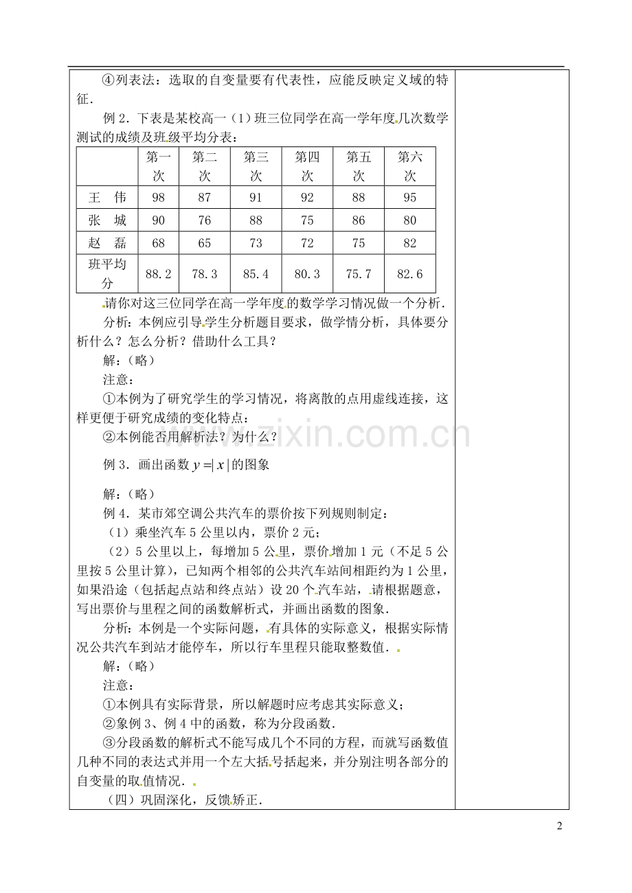 吉林省东北师范大学附属实验学校高中数学.2.2-函数的表示法教案(一)-新人教B版必修1.doc_第2页