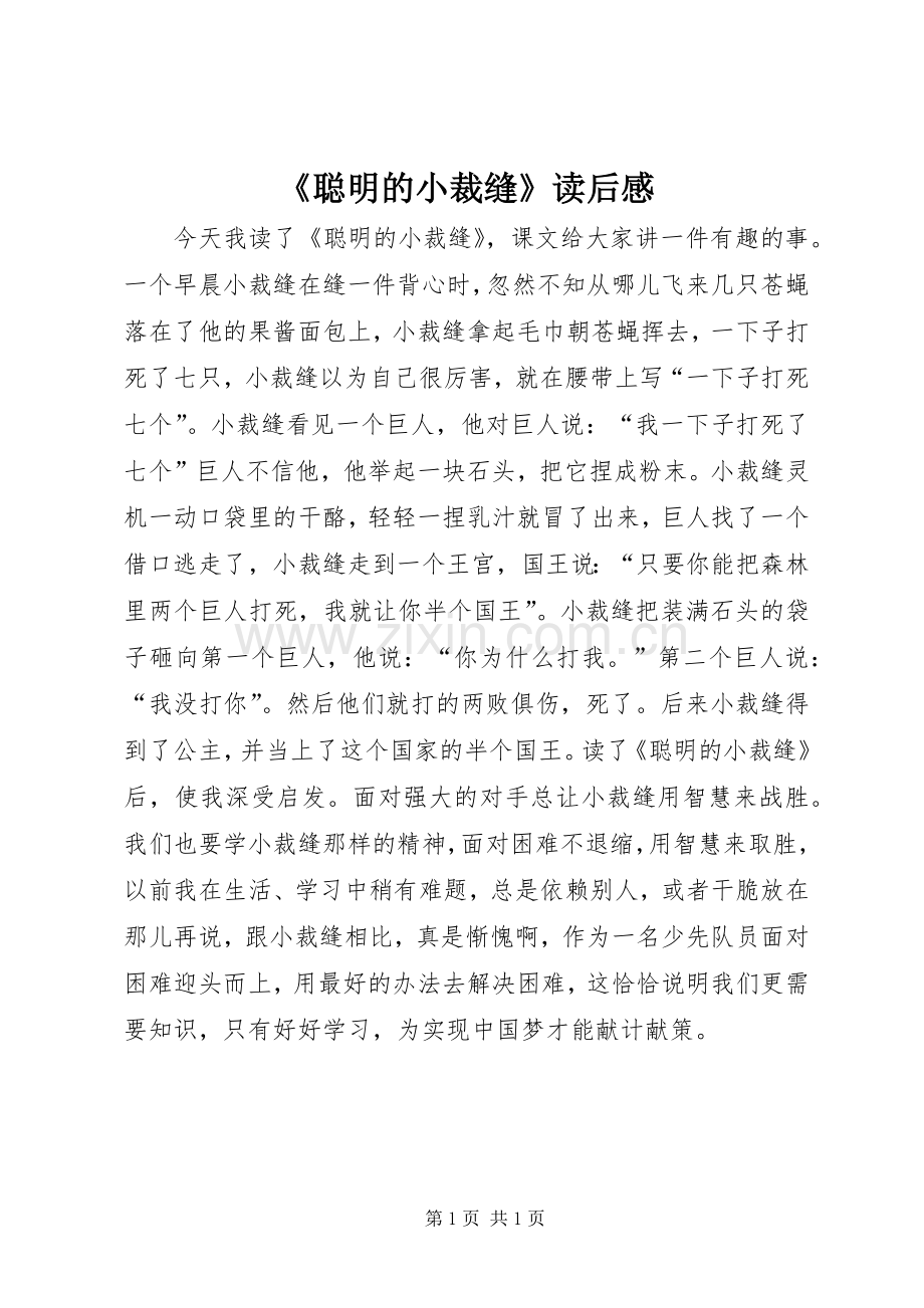 《聪明的小裁缝》读后感.docx_第1页