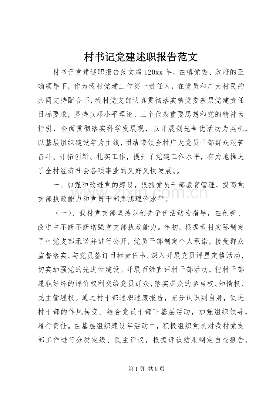 村书记党建述职报告范文.docx_第1页