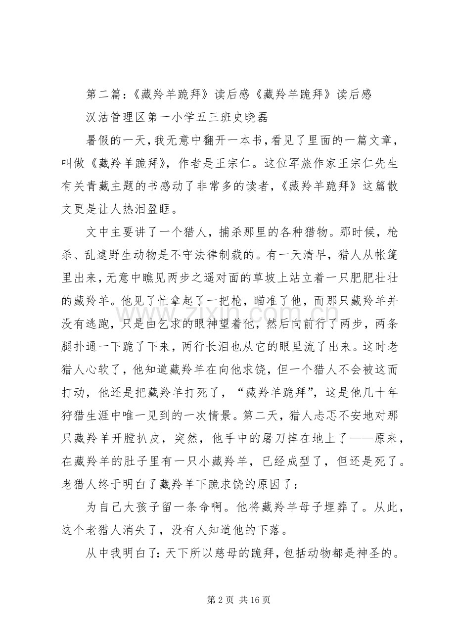 《藏羚羊跪拜》读后感[合集5篇].docx_第2页