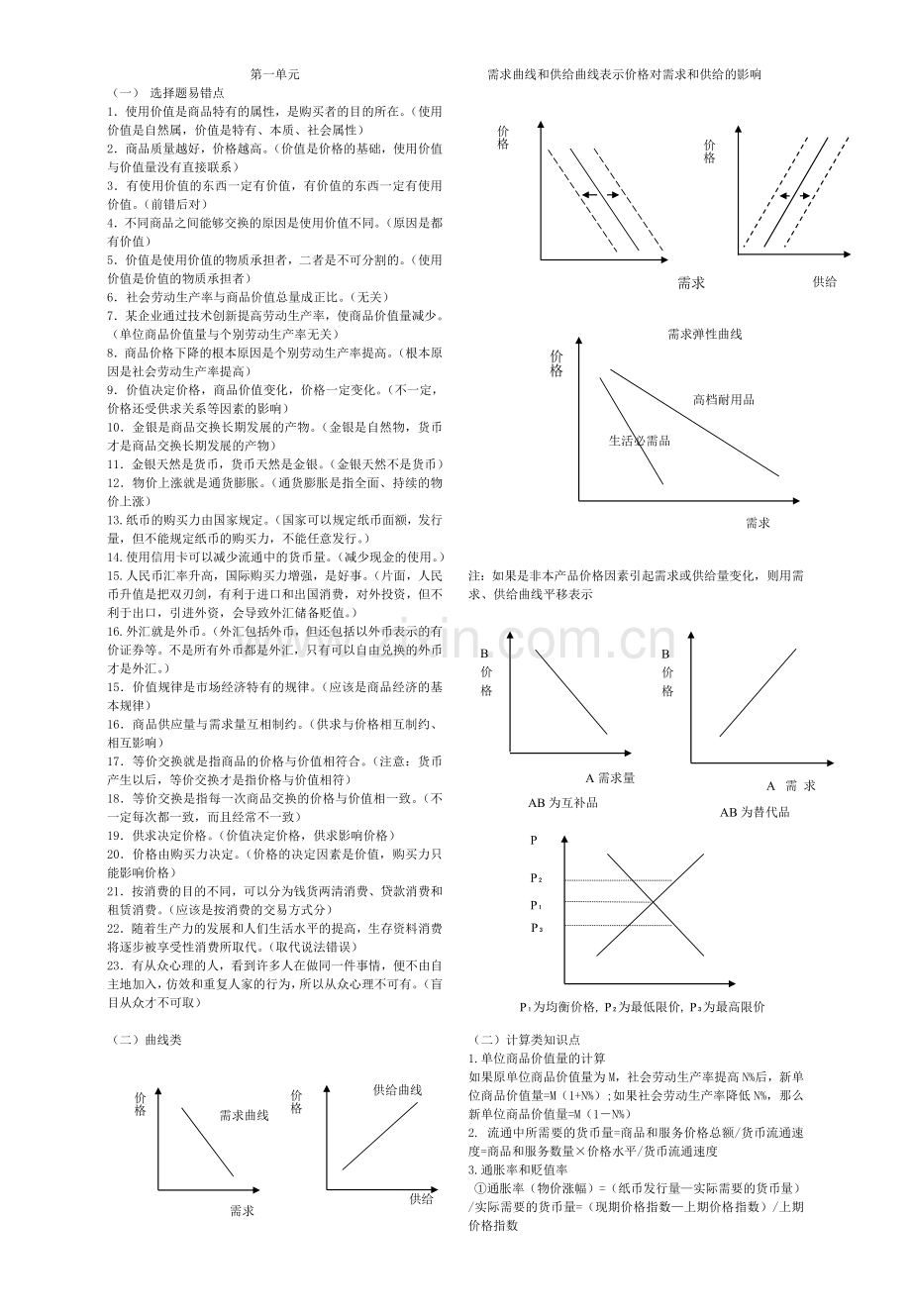 经济生活第一单元复习要点.doc_第1页