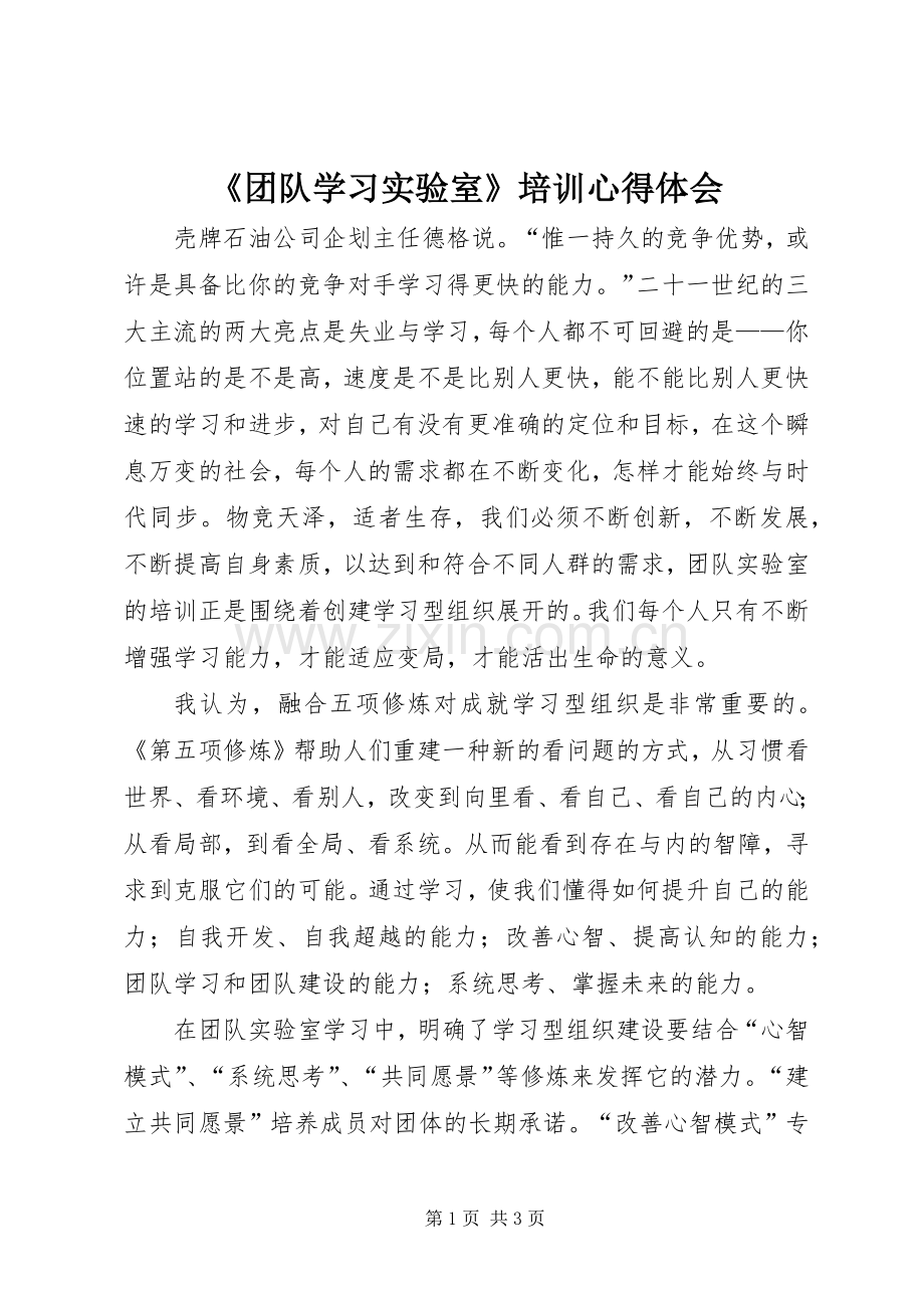 《团队学习实验室》培训心得体会.docx_第1页