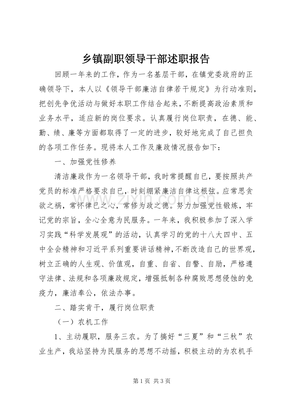 乡镇副职领导干部述职报告.docx_第1页