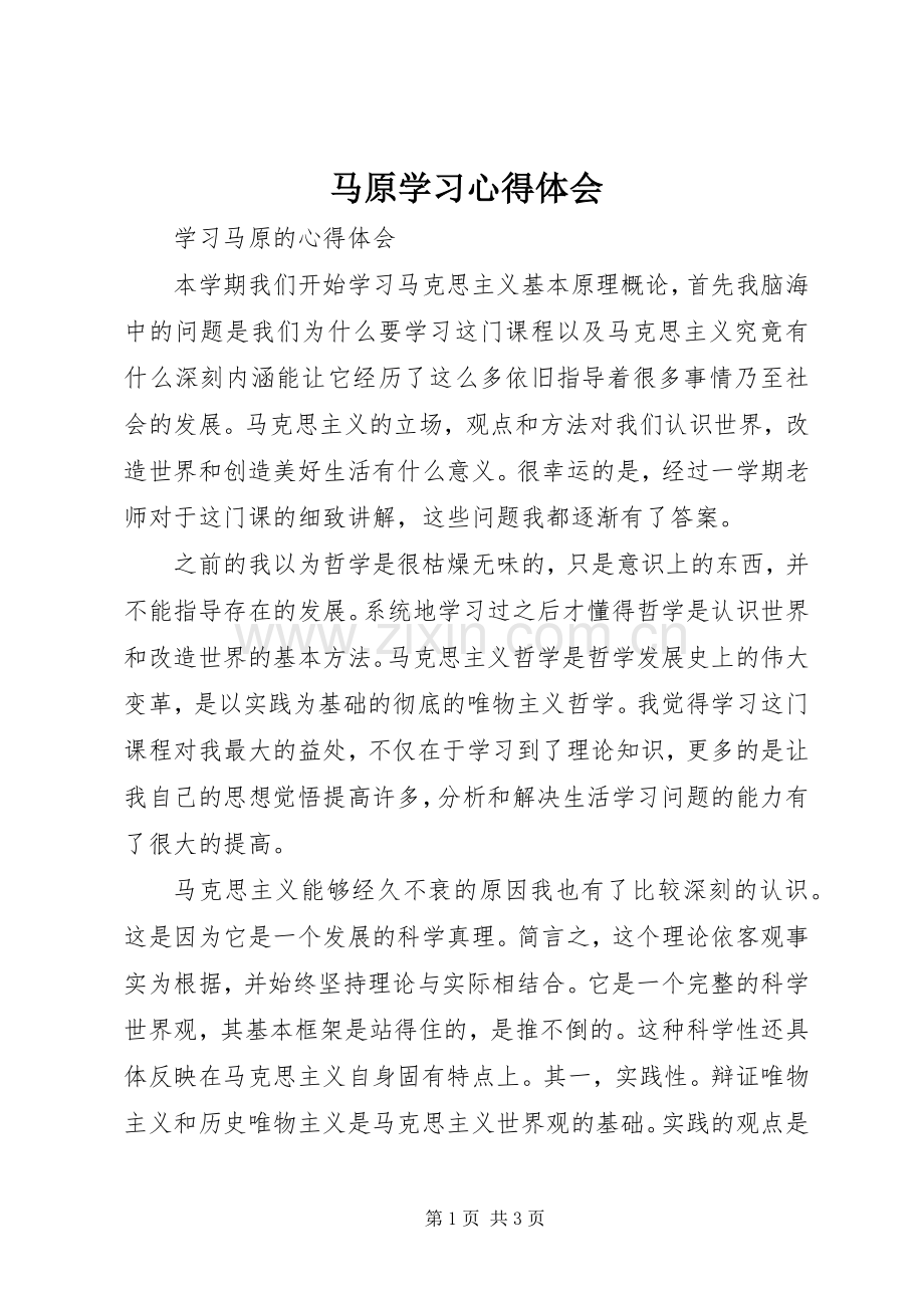 马原学习心得体会.docx_第1页