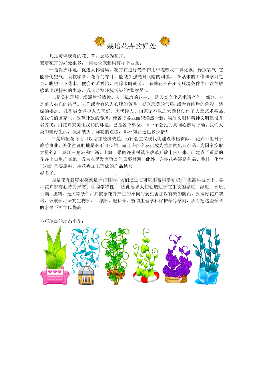 栽培花卉的好处.docx_第1页