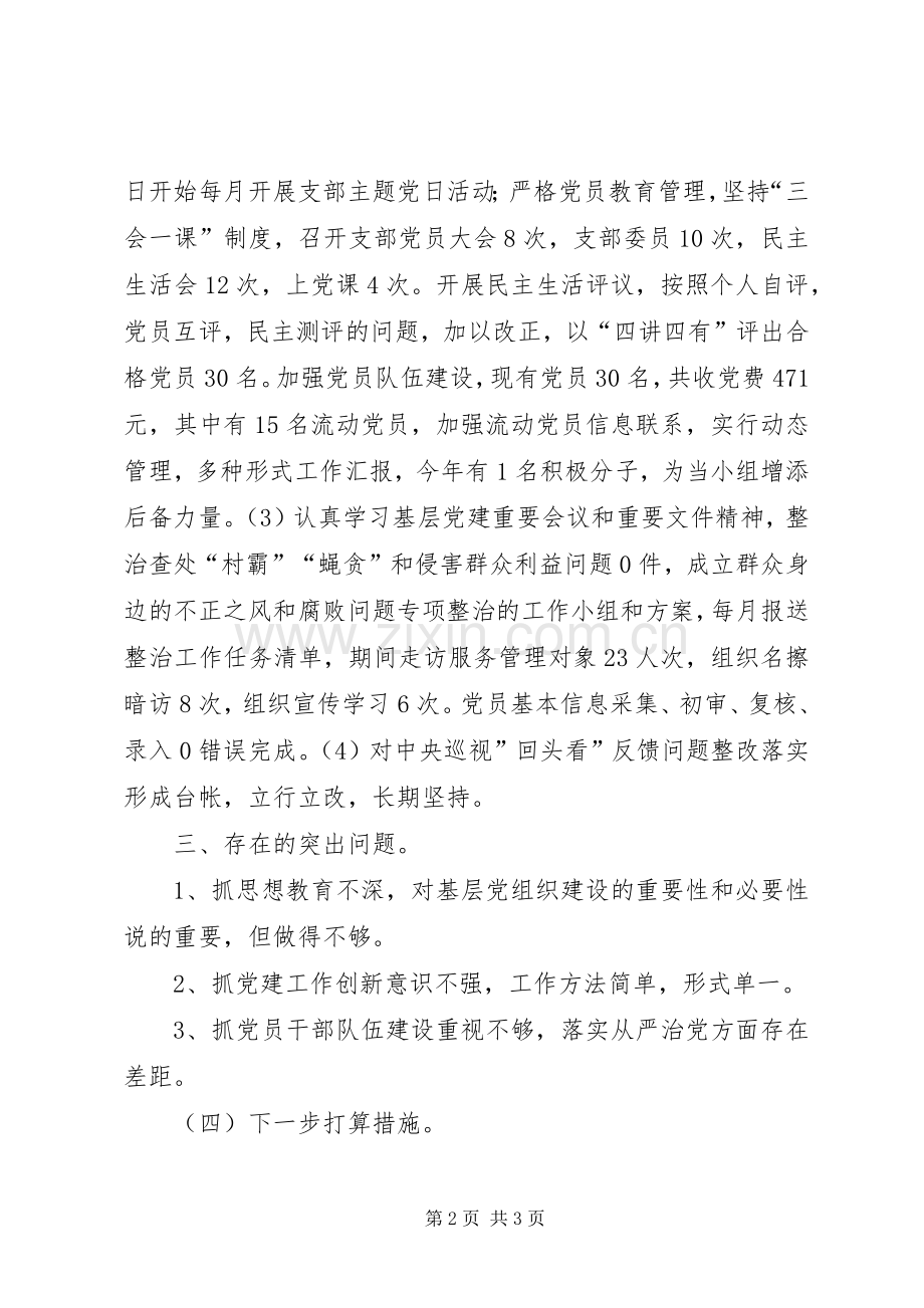 村支部书记抓基础党建工作述职报告（汇报发言稿）.docx_第2页