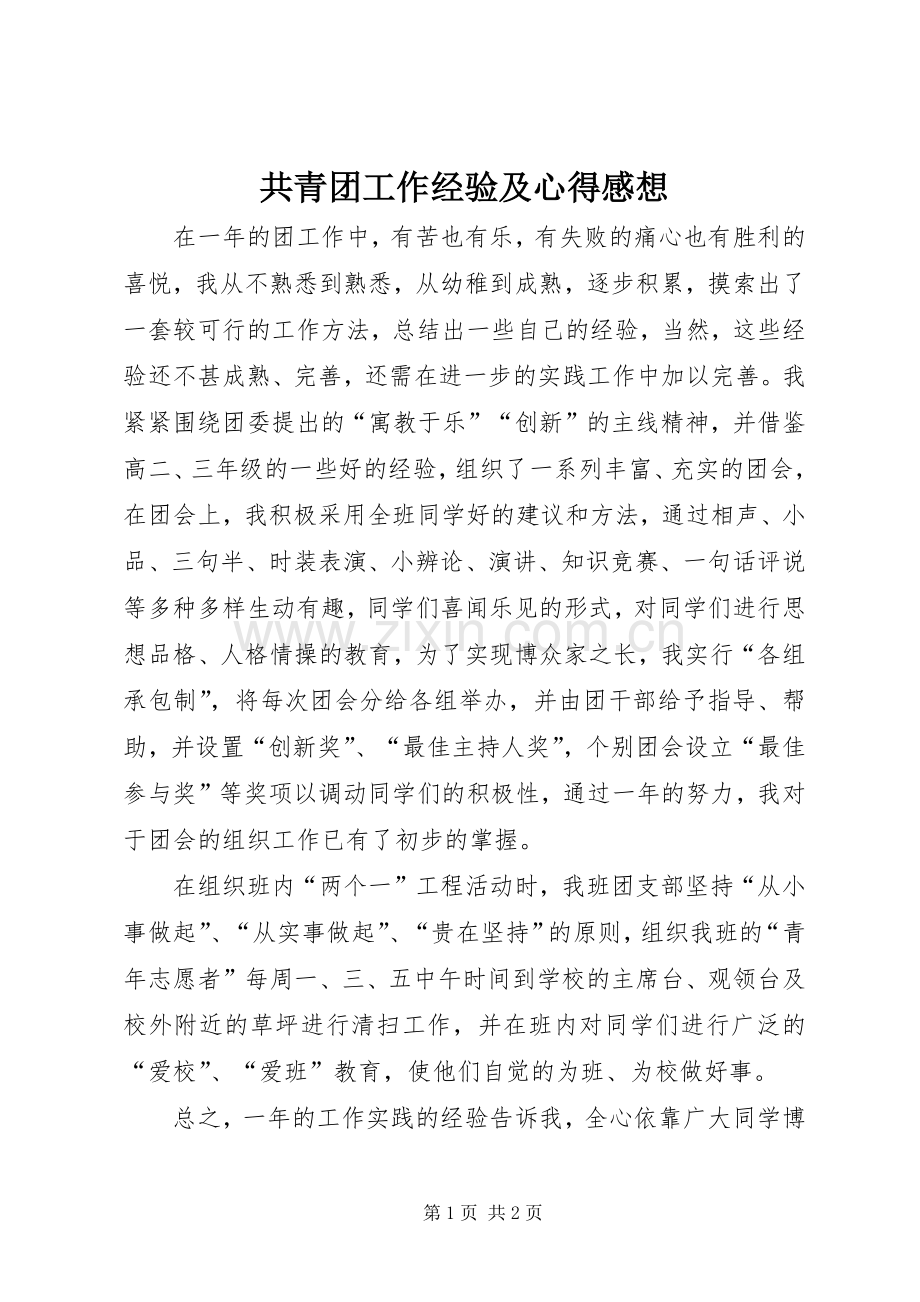 共青团工作经验及心得感想.docx_第1页