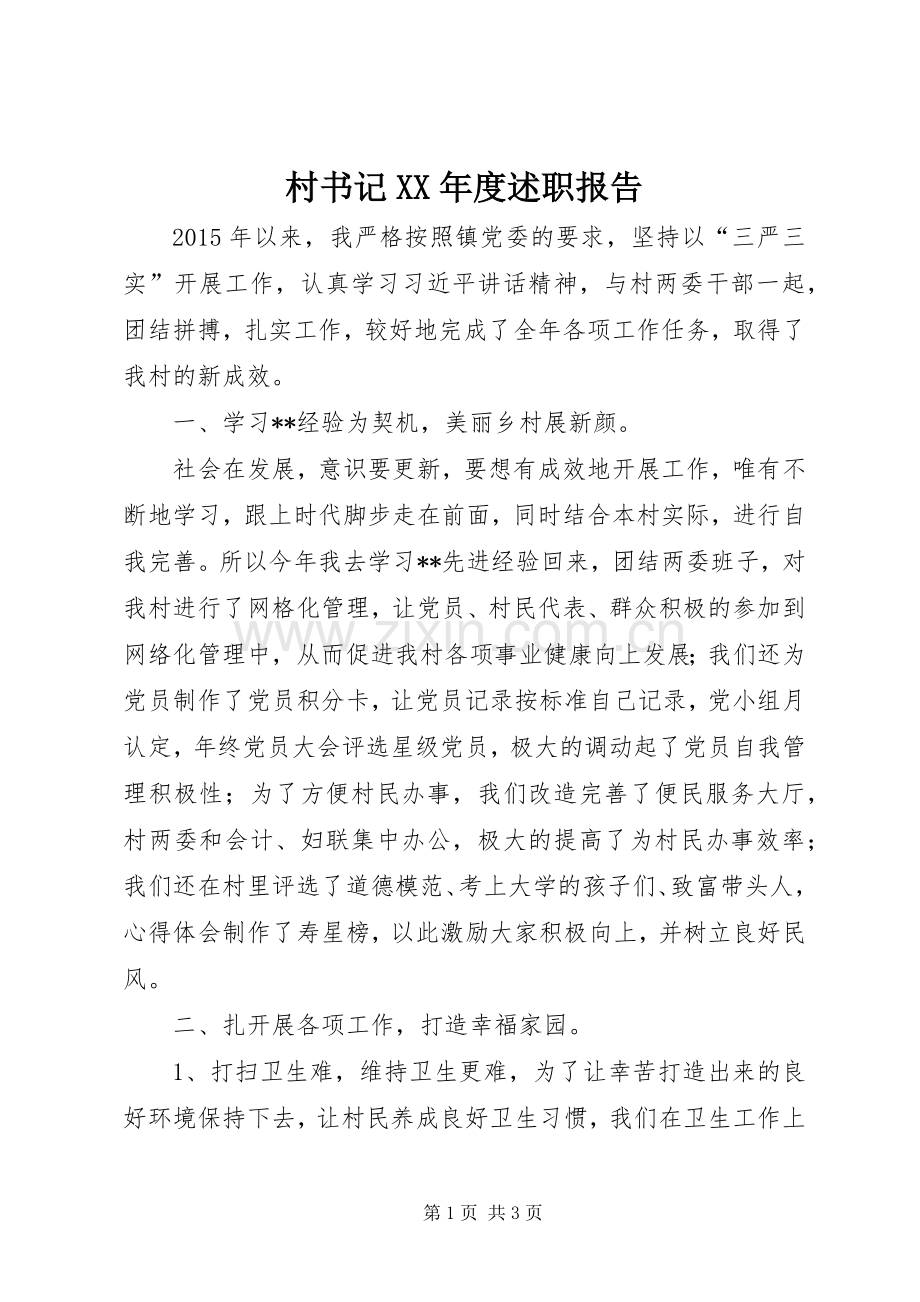 村书记XX年度述职报告.docx_第1页