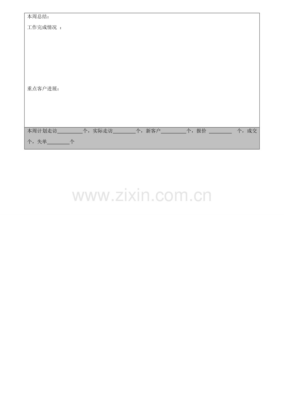销售工作的周工作计划及总结表格.doc_第2页