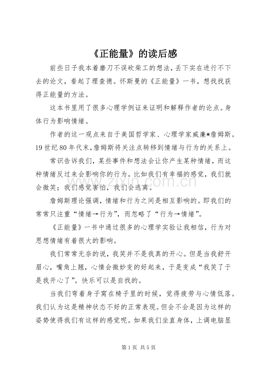 《正能量》的读后感.docx_第1页