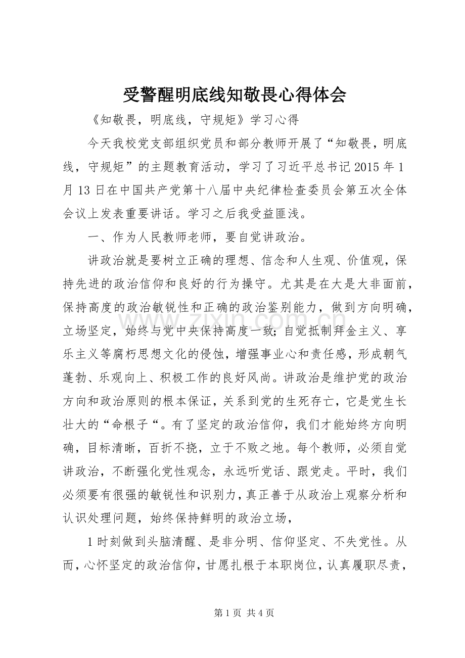 受警醒明底线知敬畏心得体会.docx_第1页