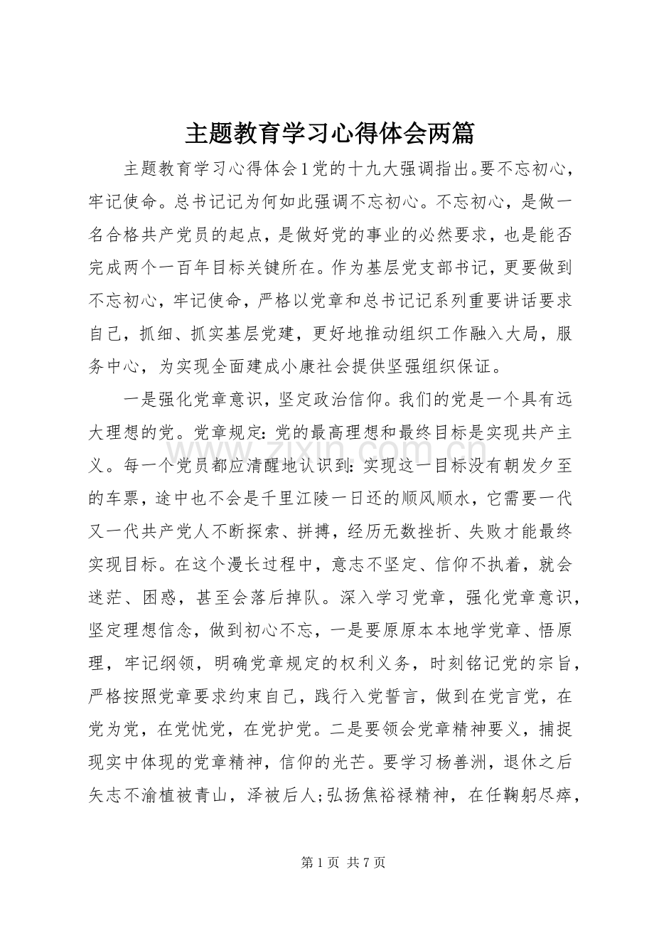 主题教育学习心得体会两篇.docx_第1页