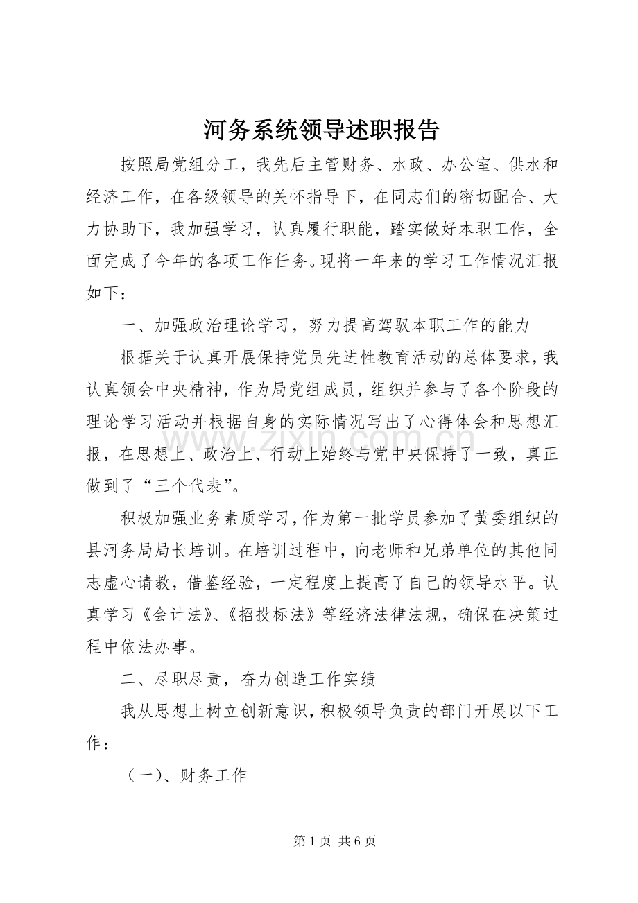 河务系统领导述职报告.docx_第1页