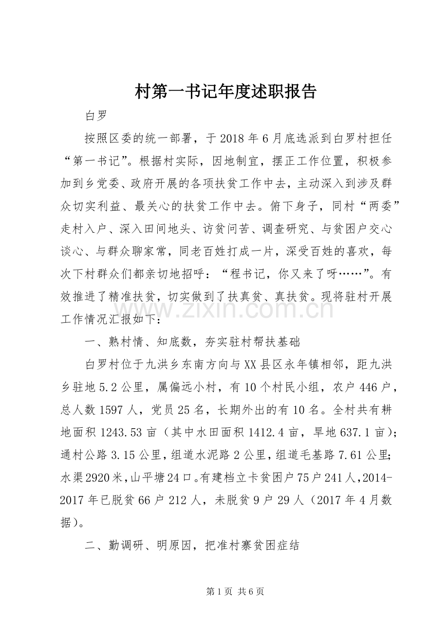 村第一书记年度述职报告.docx_第1页