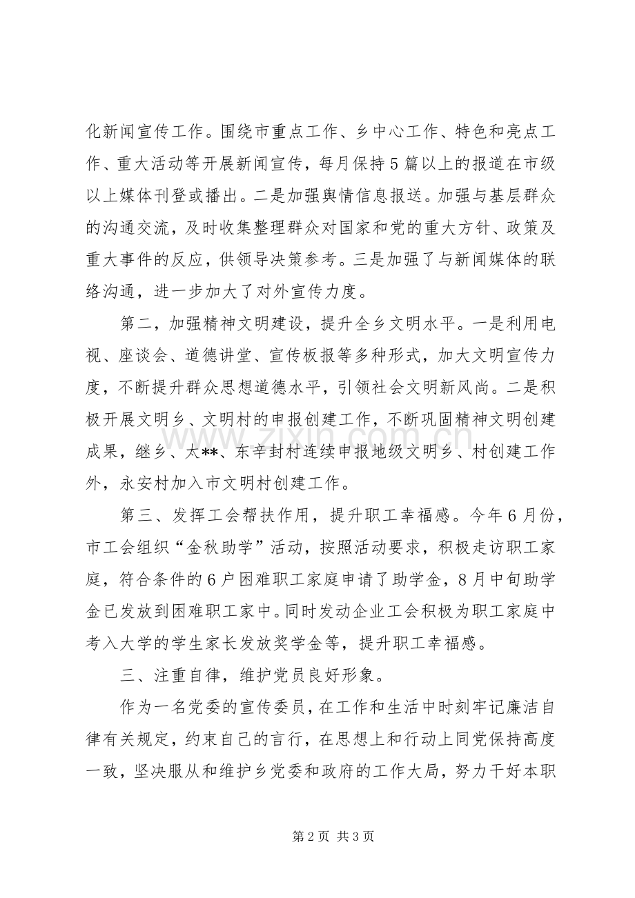 乡宣传委员述职述廉报告.docx_第2页