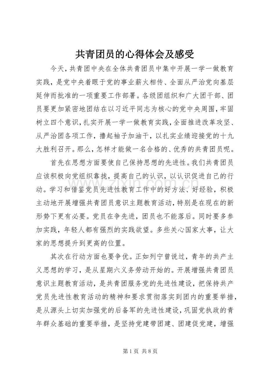 共青团员的心得体会及感受.docx_第1页