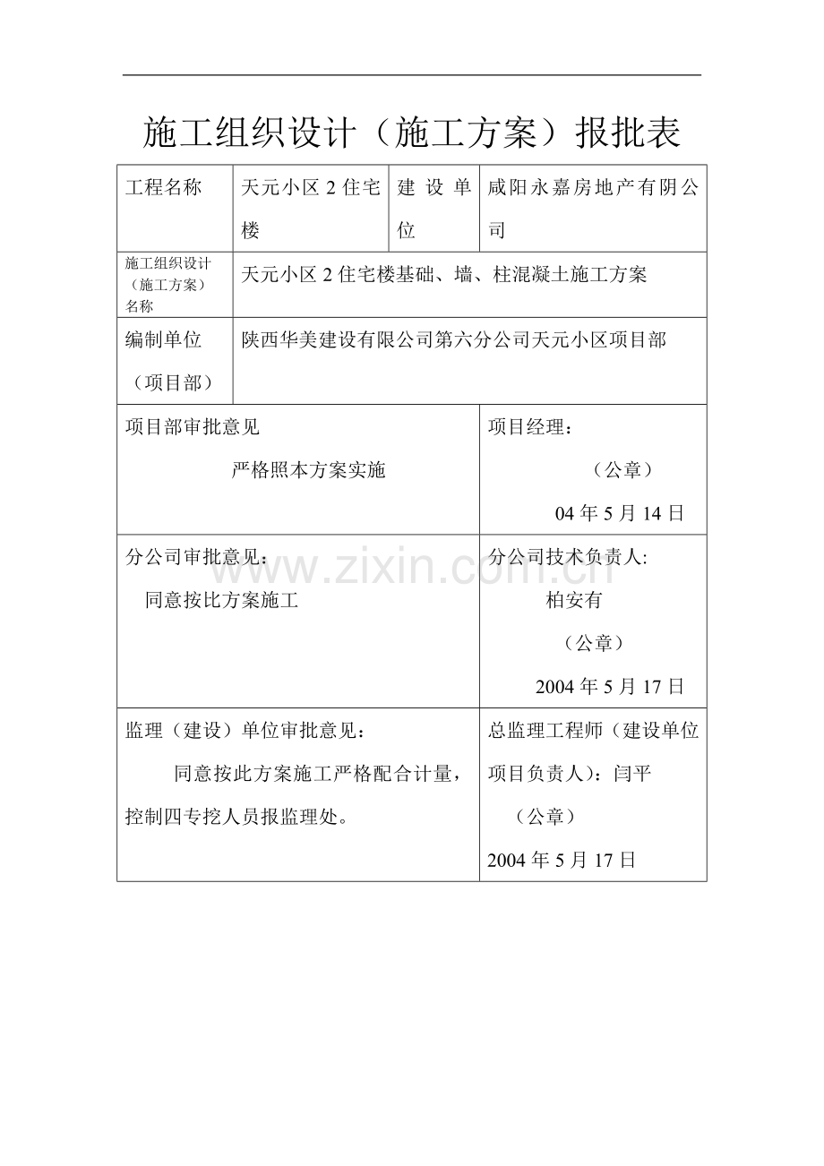 基础柱混凝土施工方案.doc_第2页