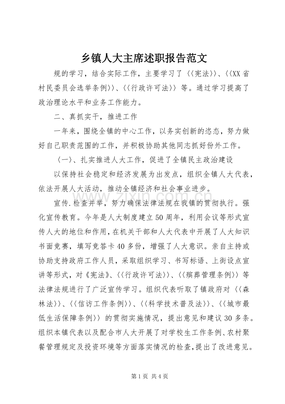 乡镇人大主席述职报告范文.docx_第1页