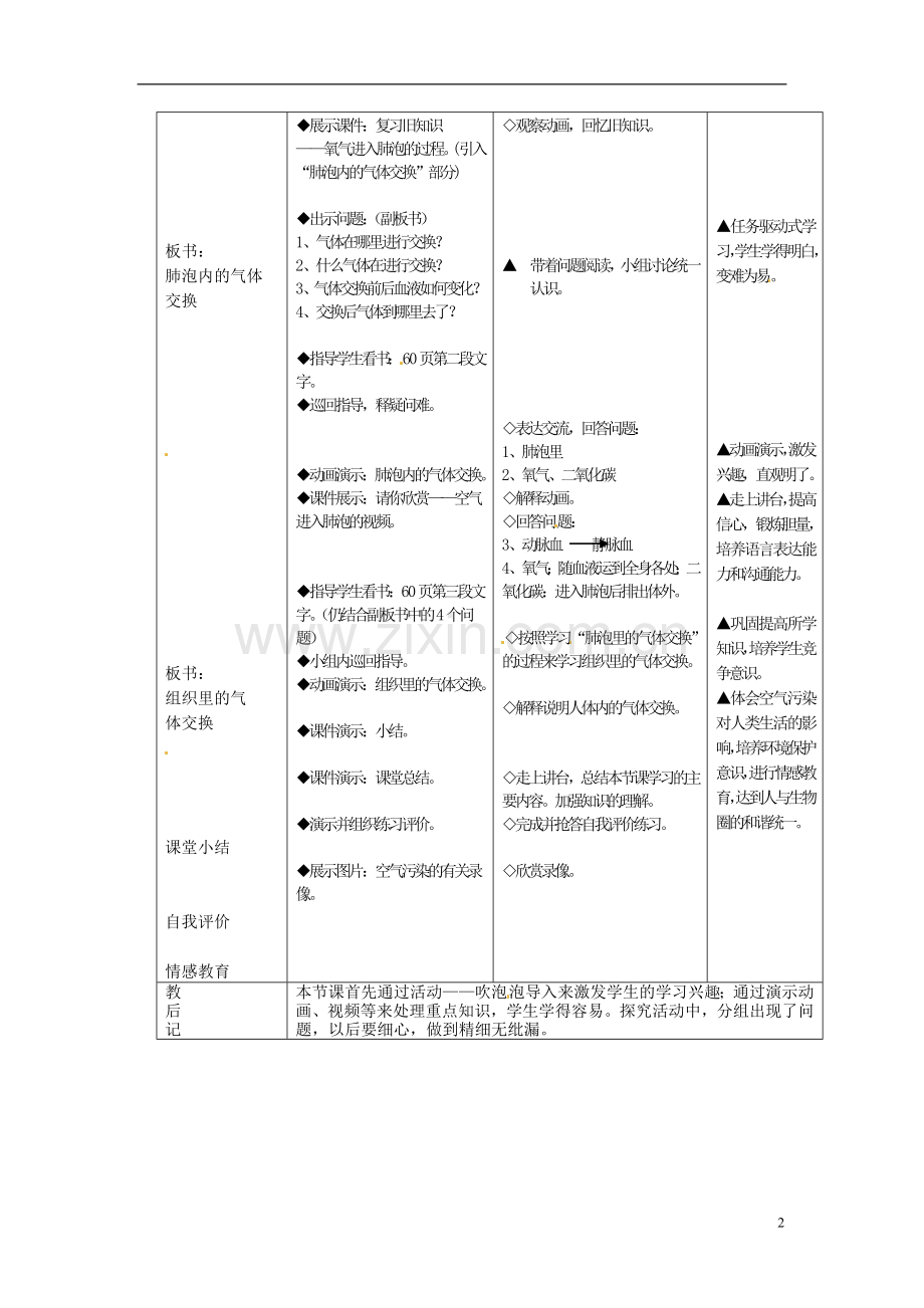 七年级生物下册-第4单元-生物圈中的人-第四节-人体内的气体交换名师教案1-苏教版.doc_第2页