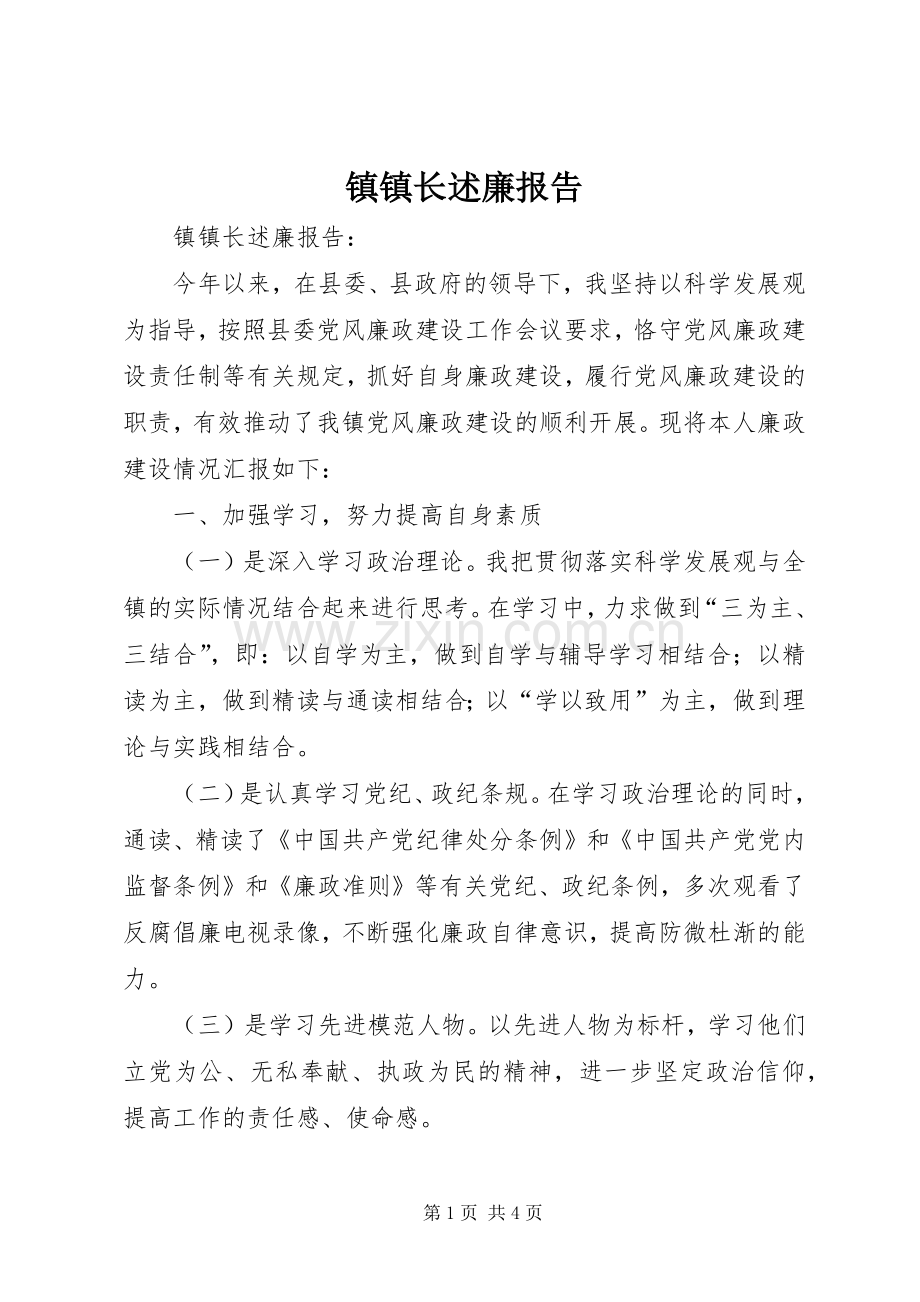 镇镇长述廉报告.docx_第1页