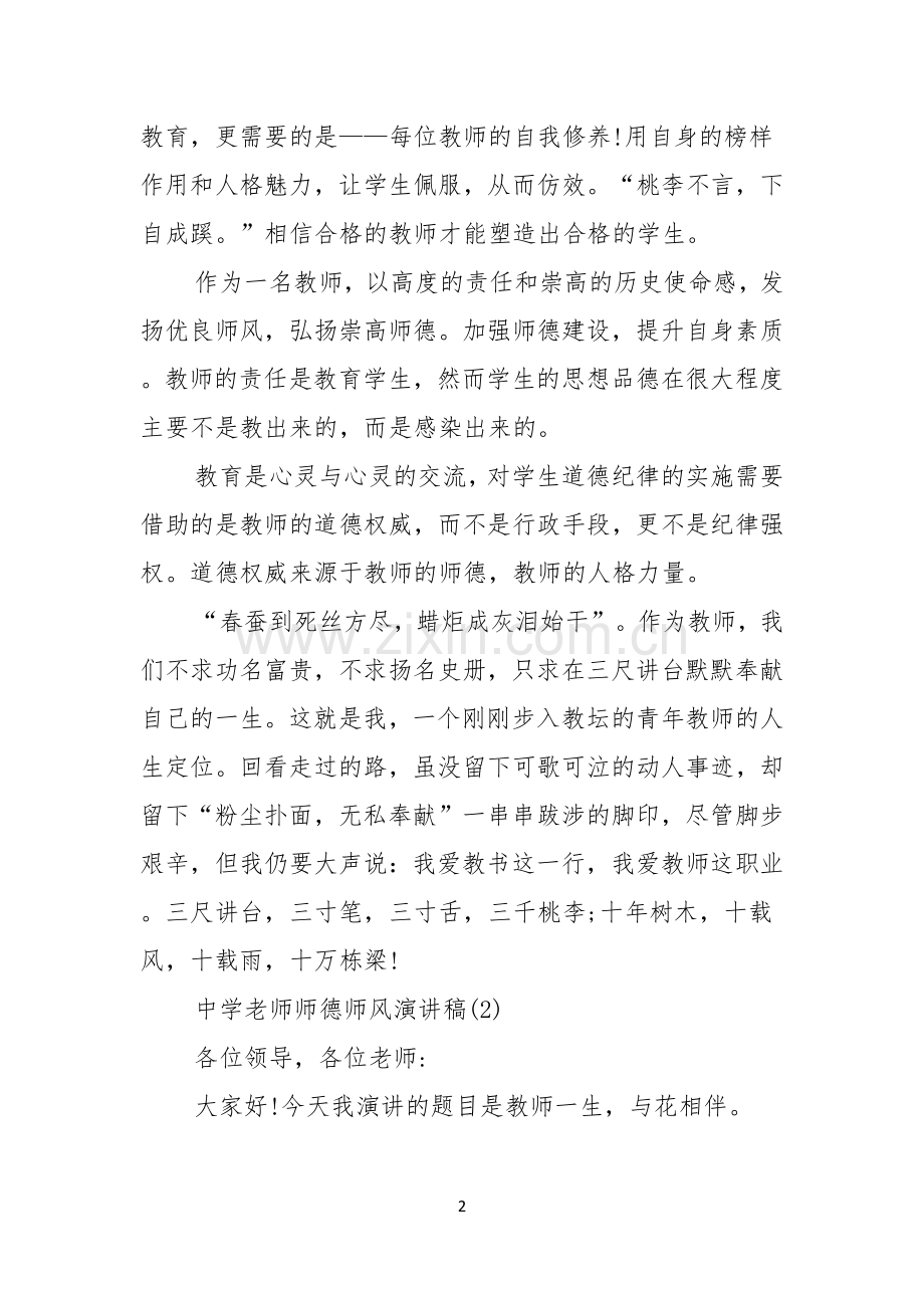 中学老师师德师风演讲稿.docx_第2页