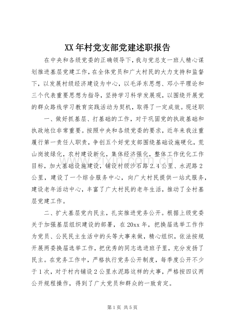 XX年村党支部党建述职报告.docx_第1页