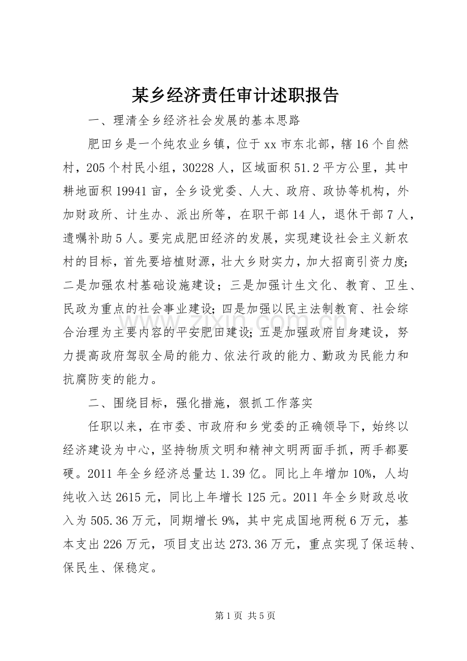 某乡经济责任审计述职报告.docx_第1页