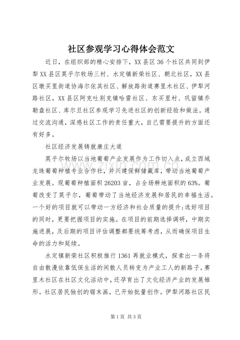 社区参观学习心得体会范文.docx_第1页