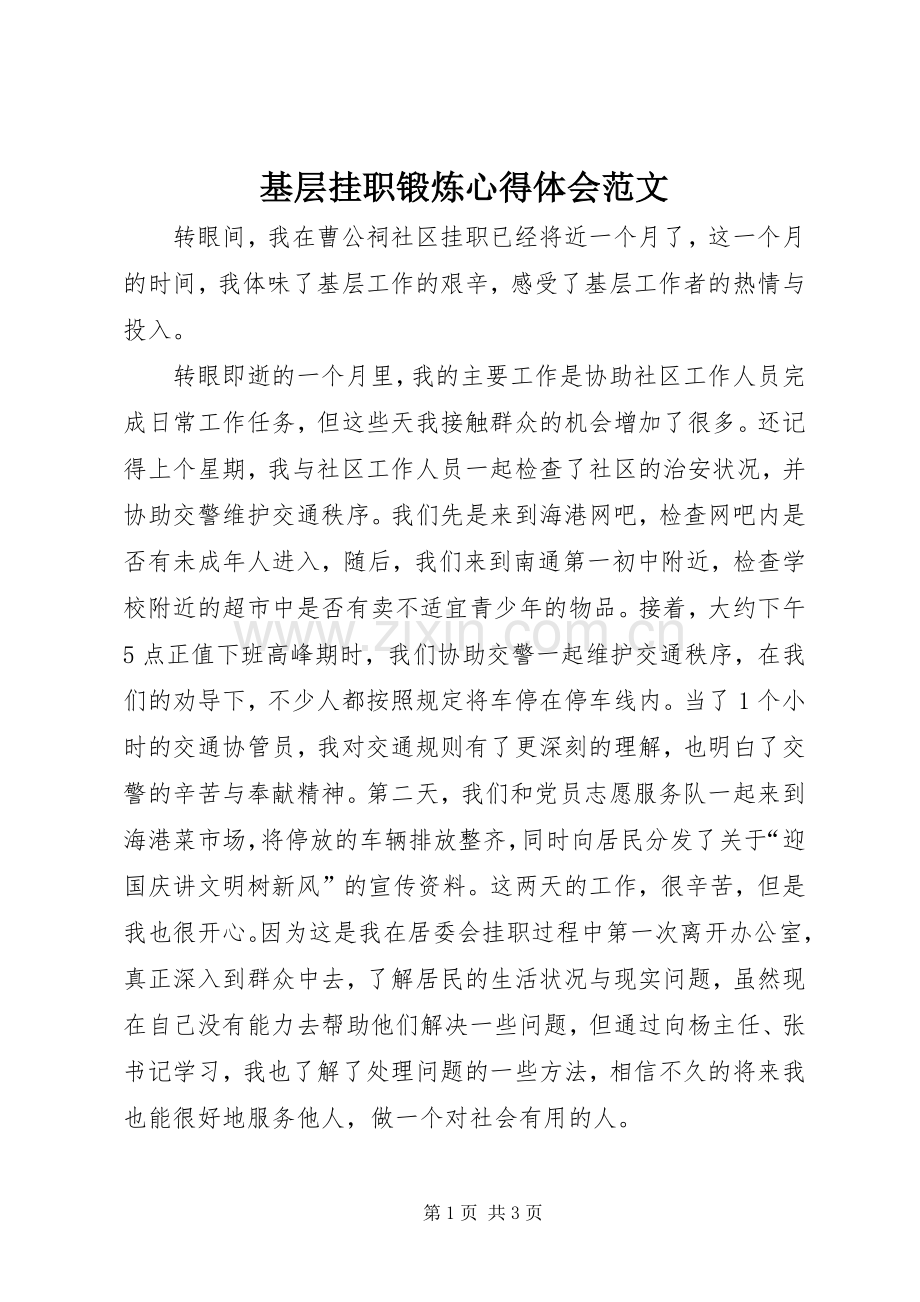 基层挂职锻炼心得体会范文.docx_第1页