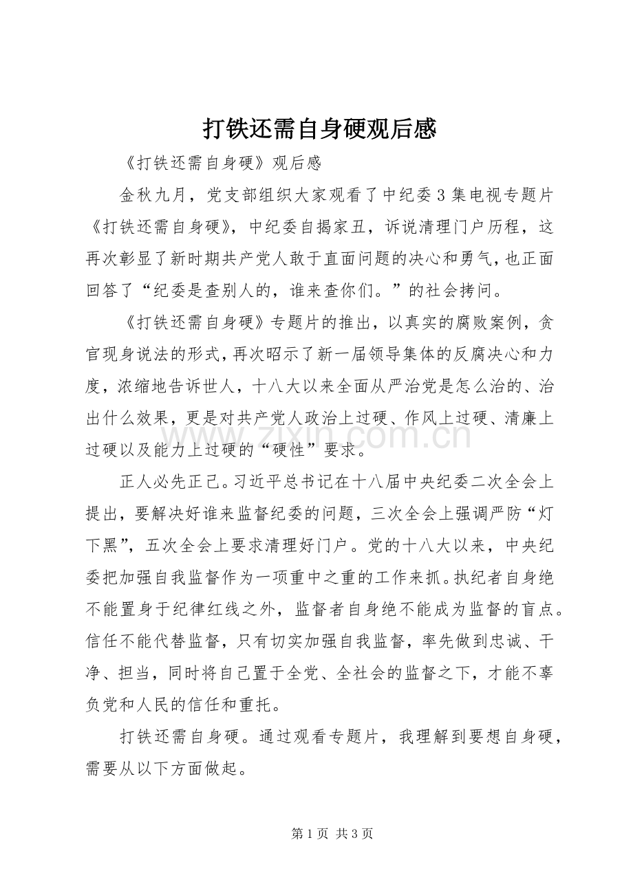 打铁还需自身硬观后感.docx_第1页