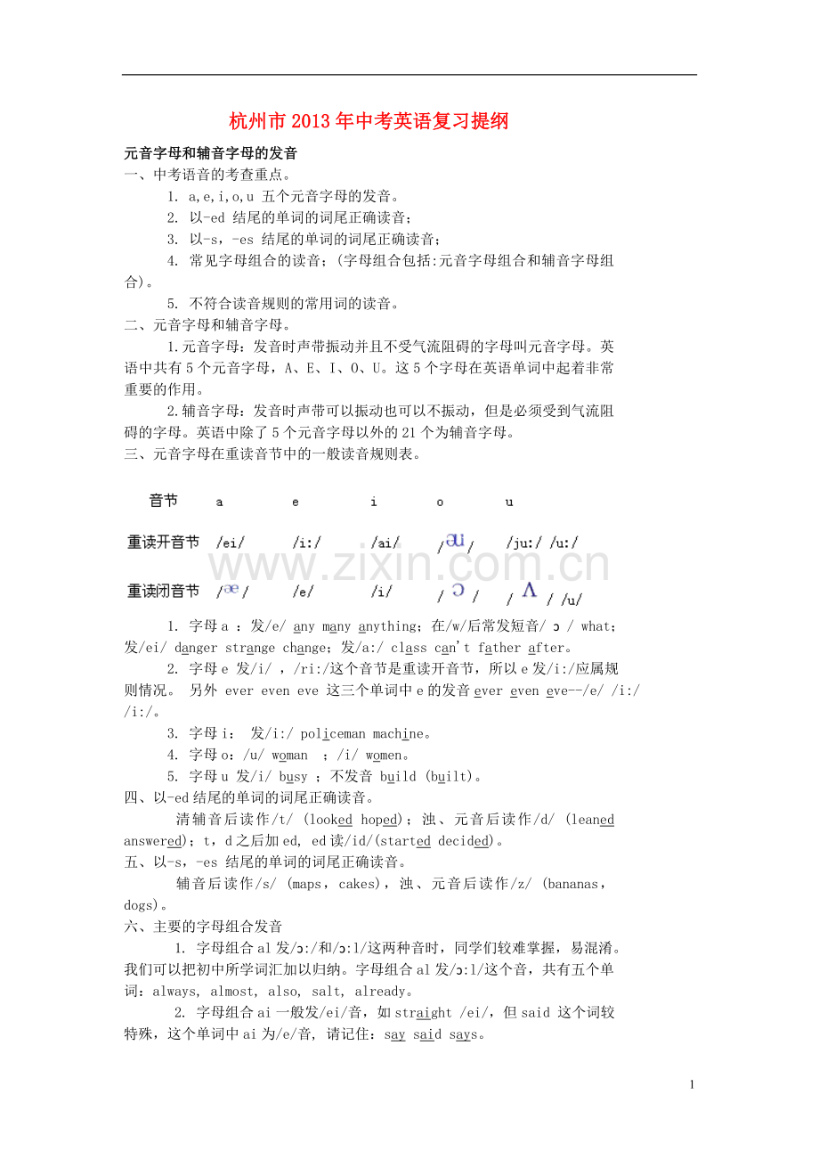 浙江省杭州市2013年中考英语复习提纲-人教新目标版.doc_第1页