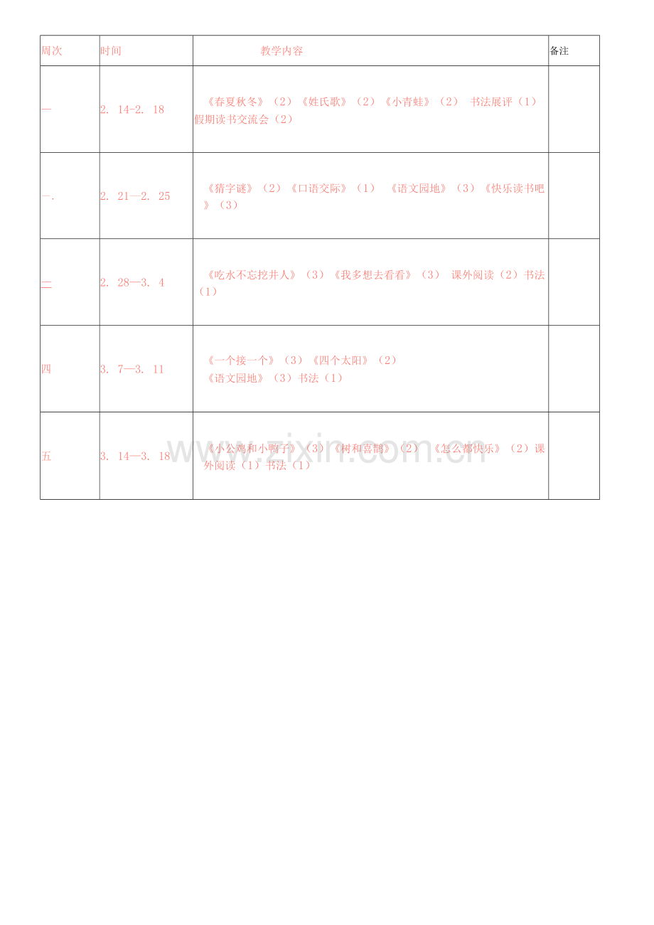 部编版语文一年级下册教学计划及进度表.docx_第3页