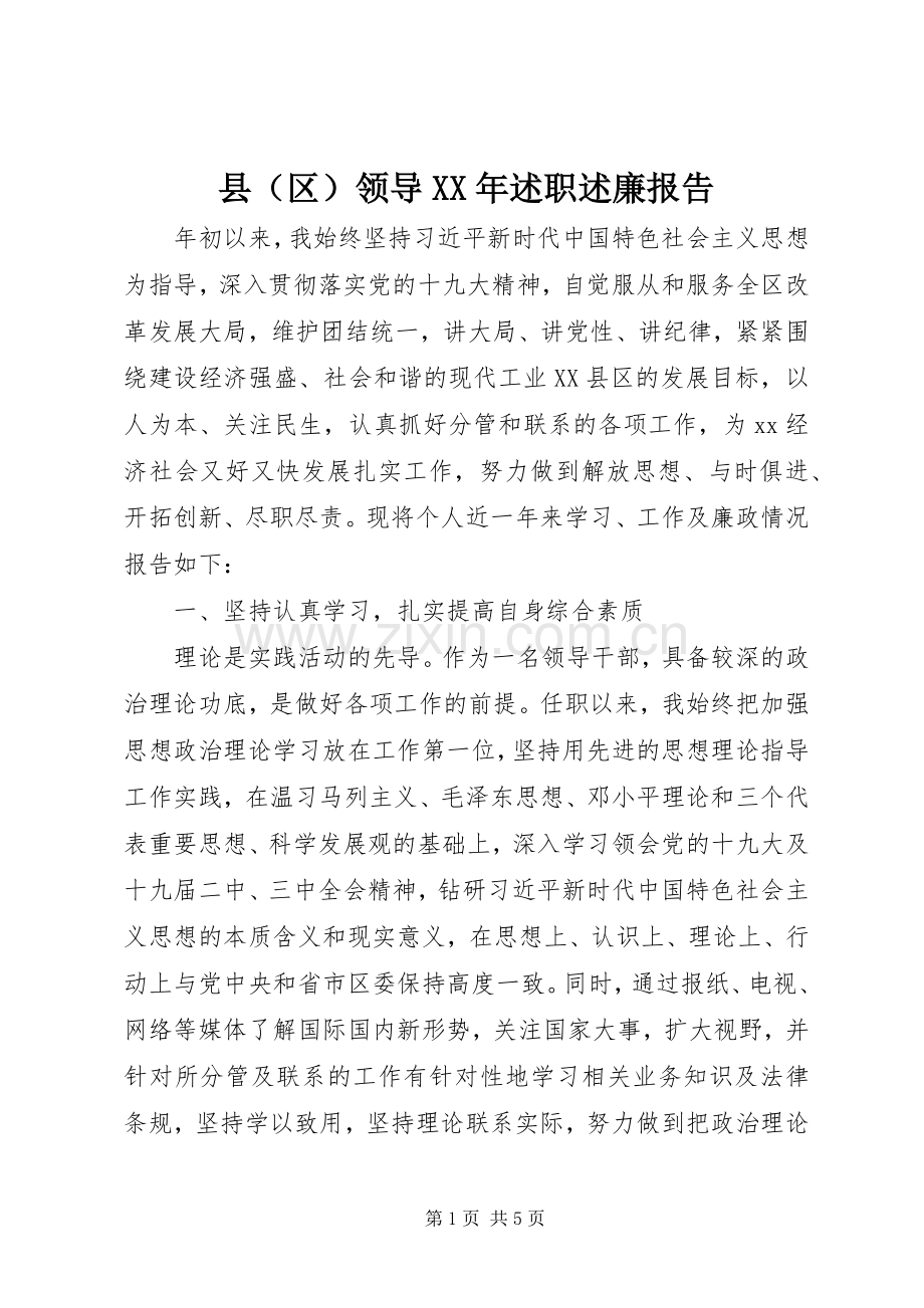 县（区）领导XX年述职述廉报告.docx_第1页