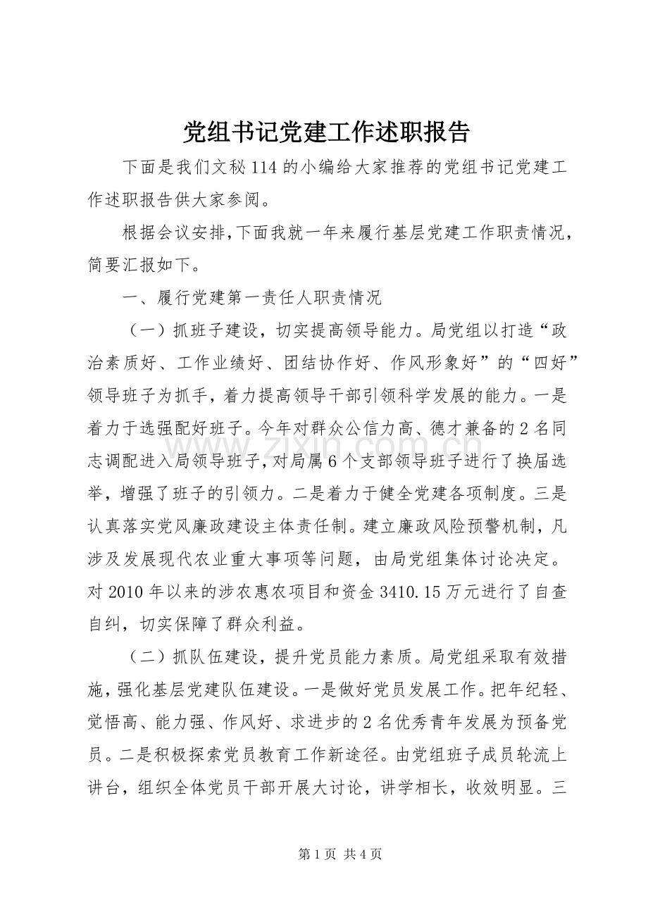 党组书记党建工作述职报告.docx_第1页