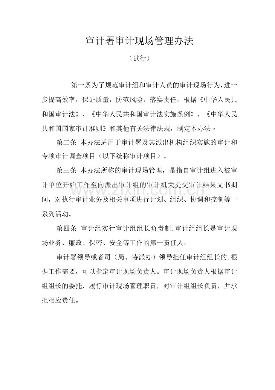 审计现场管理办法.docx_第1页