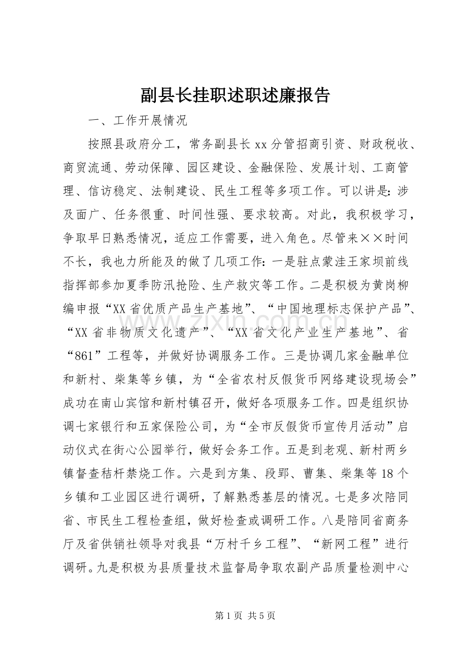 副县长挂职述职述廉报告.docx_第1页