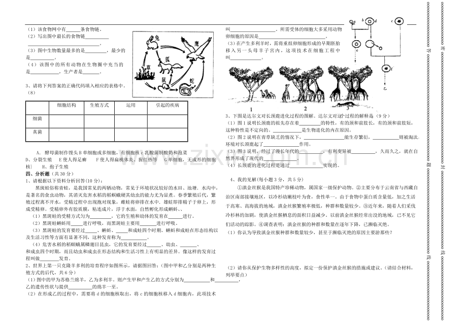 八年级生物-竞赛题-北师大版.doc_第2页