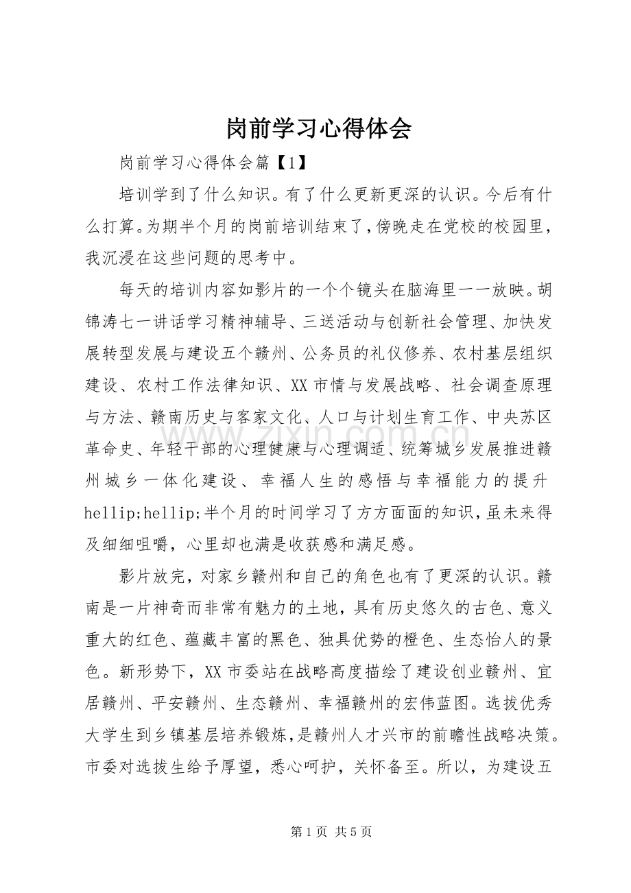 岗前学习心得体会.docx_第1页