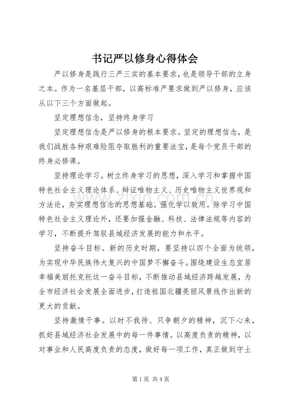 书记严以修身心得体会.docx_第1页