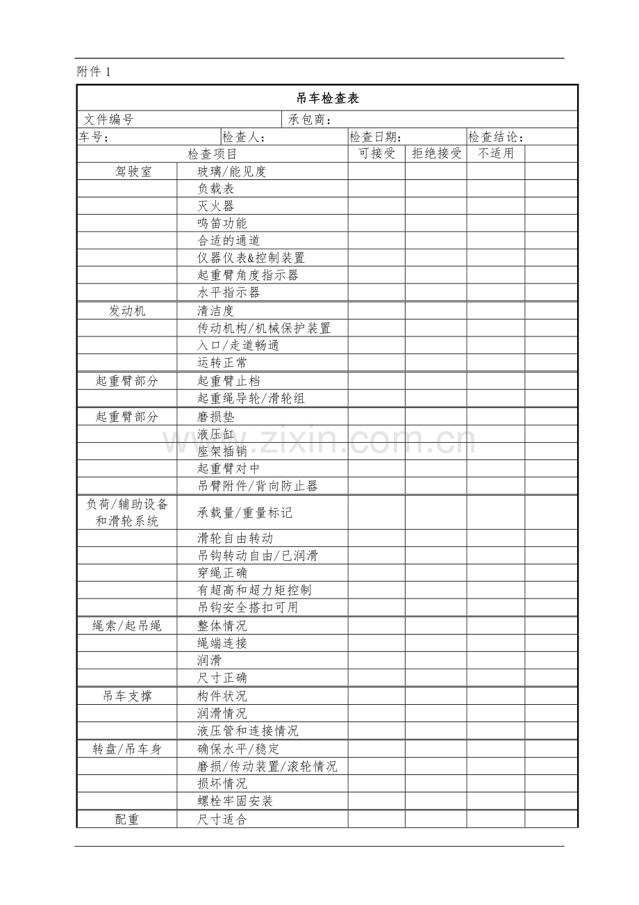 吊车日检表.doc_第1页